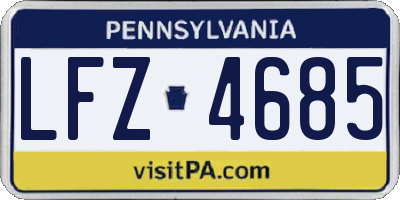 PA license plate LFZ4685