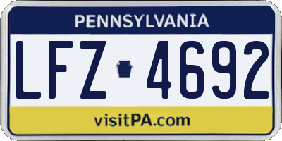 PA license plate LFZ4692