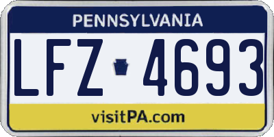 PA license plate LFZ4693