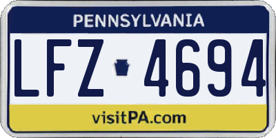 PA license plate LFZ4694