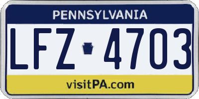 PA license plate LFZ4703