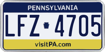 PA license plate LFZ4705