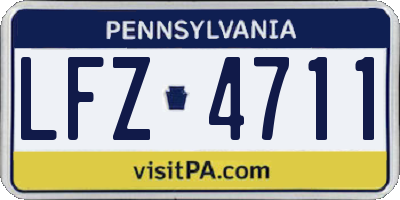 PA license plate LFZ4711