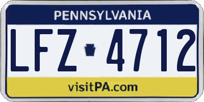 PA license plate LFZ4712