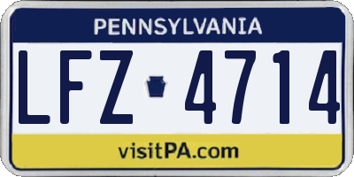 PA license plate LFZ4714
