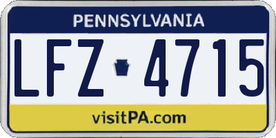 PA license plate LFZ4715