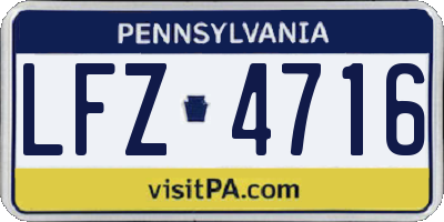 PA license plate LFZ4716