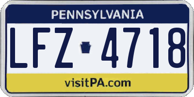 PA license plate LFZ4718