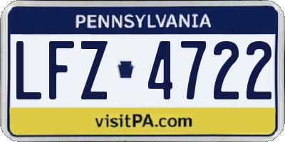 PA license plate LFZ4722