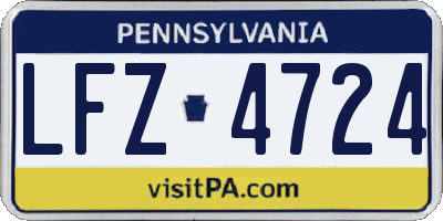 PA license plate LFZ4724