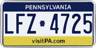 PA license plate LFZ4725