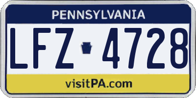 PA license plate LFZ4728