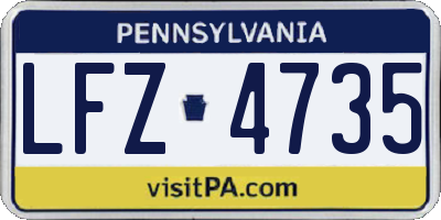 PA license plate LFZ4735