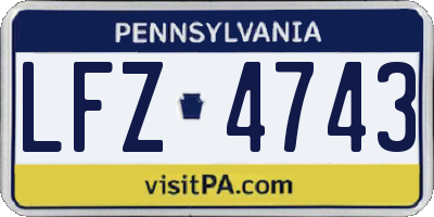 PA license plate LFZ4743