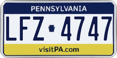 PA license plate LFZ4747