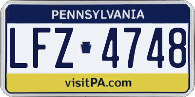 PA license plate LFZ4748
