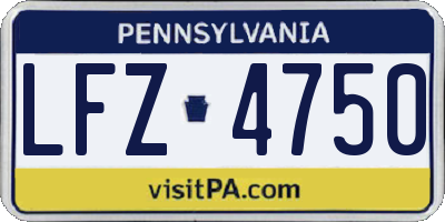 PA license plate LFZ4750