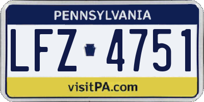 PA license plate LFZ4751