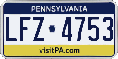PA license plate LFZ4753