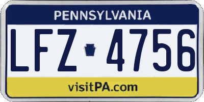 PA license plate LFZ4756