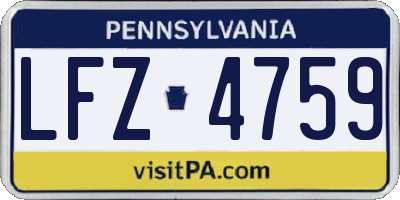 PA license plate LFZ4759