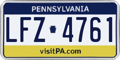 PA license plate LFZ4761