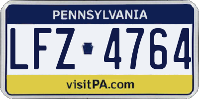 PA license plate LFZ4764