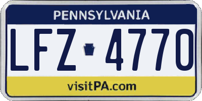 PA license plate LFZ4770