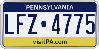 PA license plate LFZ4775