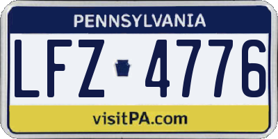 PA license plate LFZ4776