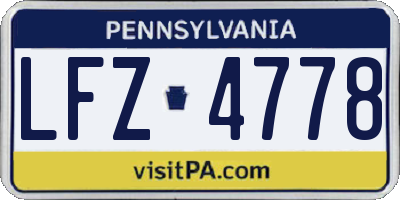 PA license plate LFZ4778