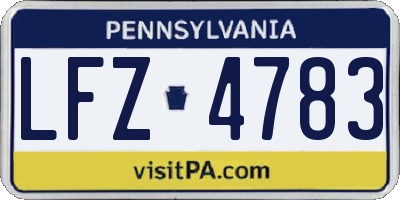 PA license plate LFZ4783
