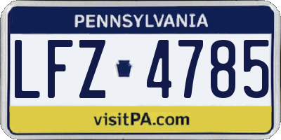 PA license plate LFZ4785