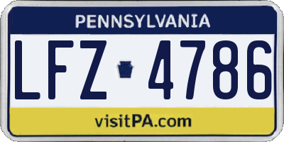 PA license plate LFZ4786