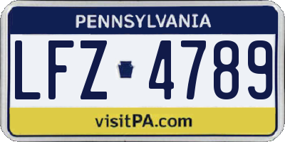PA license plate LFZ4789