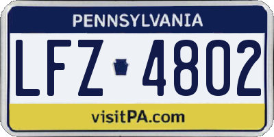 PA license plate LFZ4802