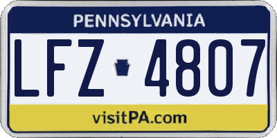 PA license plate LFZ4807