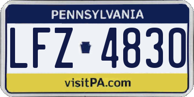 PA license plate LFZ4830