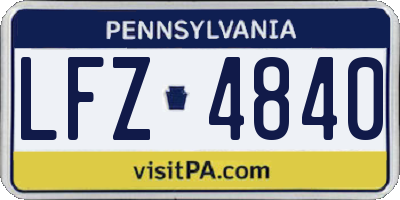 PA license plate LFZ4840