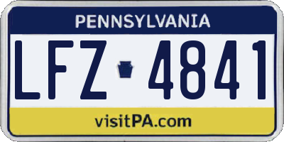 PA license plate LFZ4841