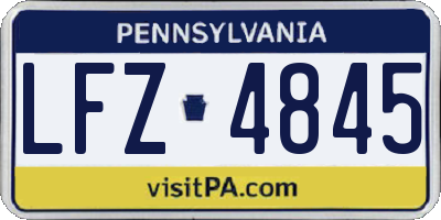 PA license plate LFZ4845