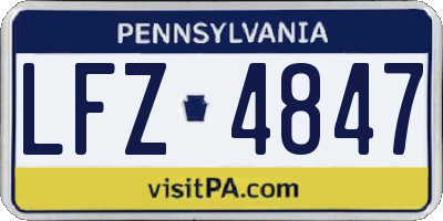 PA license plate LFZ4847
