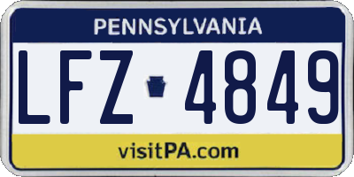PA license plate LFZ4849