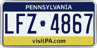 PA license plate LFZ4867
