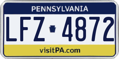 PA license plate LFZ4872