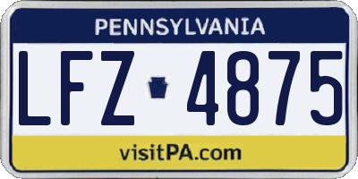 PA license plate LFZ4875