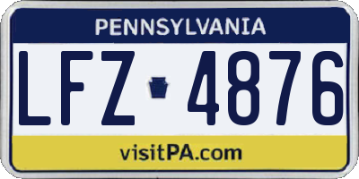PA license plate LFZ4876