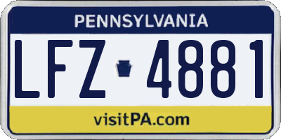 PA license plate LFZ4881