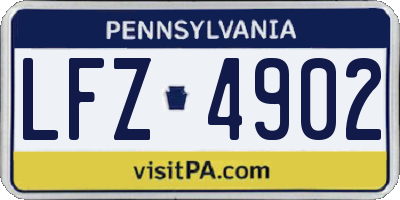 PA license plate LFZ4902
