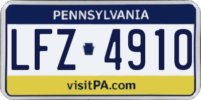 PA license plate LFZ4910